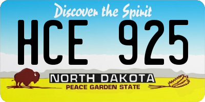 ND license plate HCE925