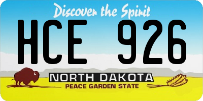 ND license plate HCE926