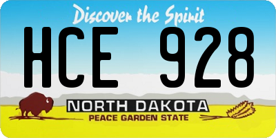 ND license plate HCE928