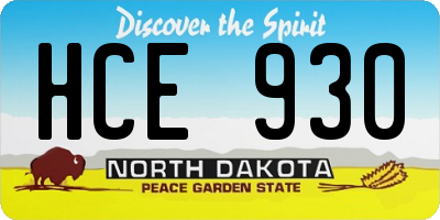 ND license plate HCE930
