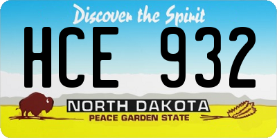 ND license plate HCE932