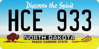 ND license plate HCE933