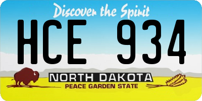 ND license plate HCE934