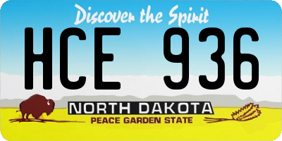 ND license plate HCE936