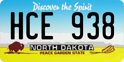 ND license plate HCE938