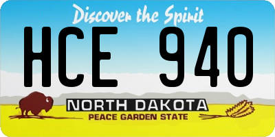 ND license plate HCE940