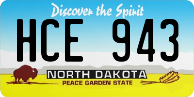 ND license plate HCE943