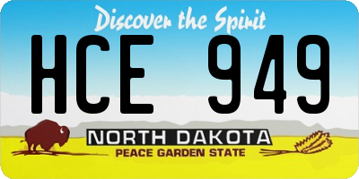 ND license plate HCE949