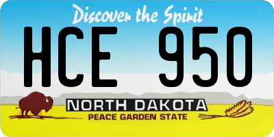 ND license plate HCE950