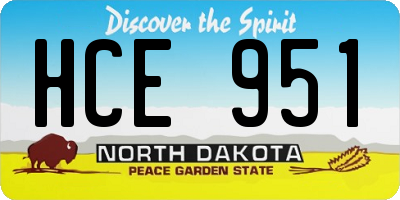 ND license plate HCE951