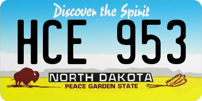 ND license plate HCE953