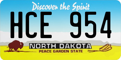 ND license plate HCE954