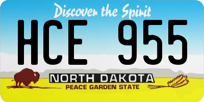 ND license plate HCE955