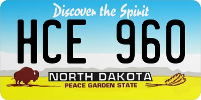 ND license plate HCE960