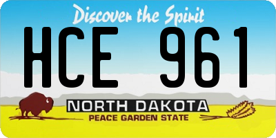 ND license plate HCE961
