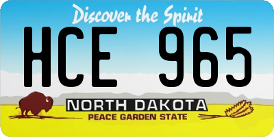 ND license plate HCE965