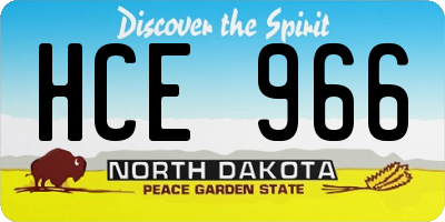 ND license plate HCE966