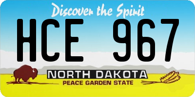 ND license plate HCE967