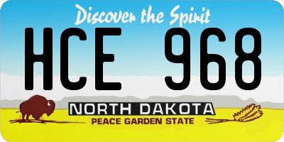 ND license plate HCE968