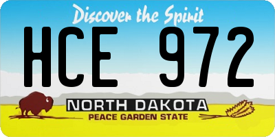 ND license plate HCE972