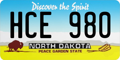 ND license plate HCE980