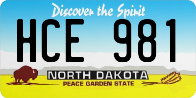 ND license plate HCE981