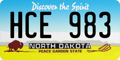 ND license plate HCE983