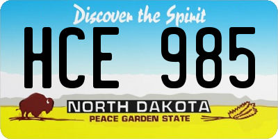 ND license plate HCE985