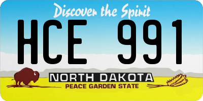 ND license plate HCE991
