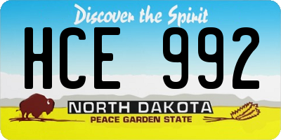 ND license plate HCE992