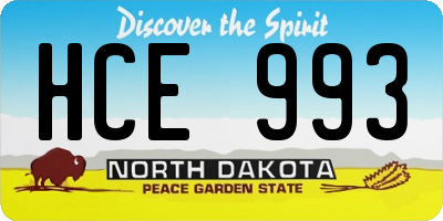 ND license plate HCE993