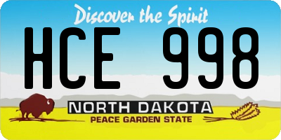 ND license plate HCE998