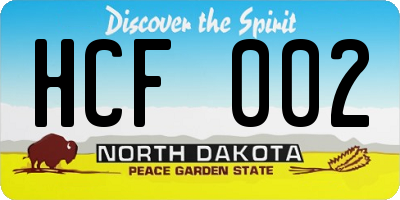 ND license plate HCF002