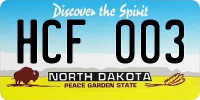 ND license plate HCF003