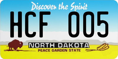 ND license plate HCF005