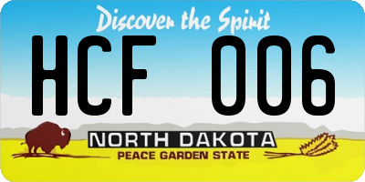 ND license plate HCF006