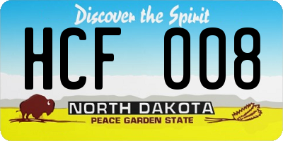 ND license plate HCF008