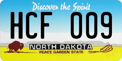 ND license plate HCF009