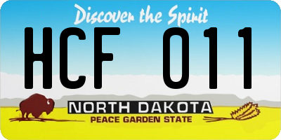 ND license plate HCF011