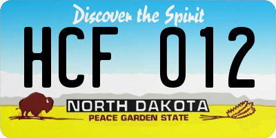 ND license plate HCF012