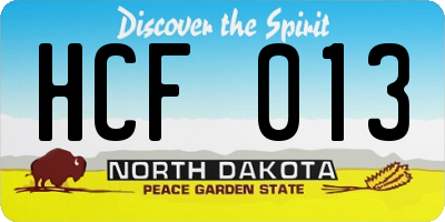 ND license plate HCF013