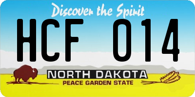 ND license plate HCF014