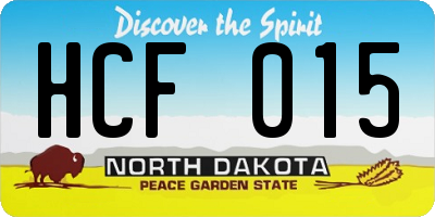 ND license plate HCF015