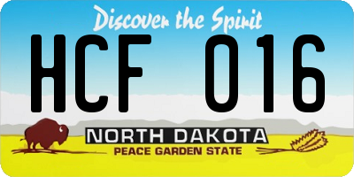 ND license plate HCF016