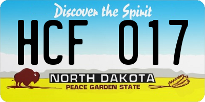 ND license plate HCF017