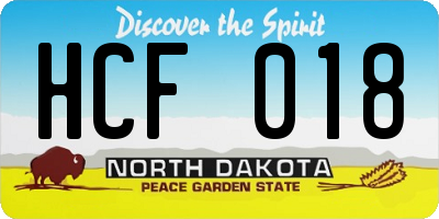 ND license plate HCF018