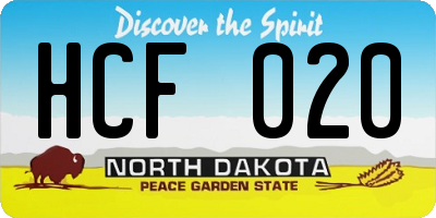 ND license plate HCF020