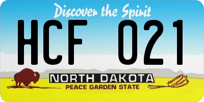 ND license plate HCF021