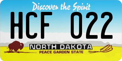 ND license plate HCF022
