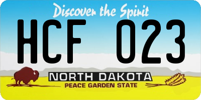 ND license plate HCF023